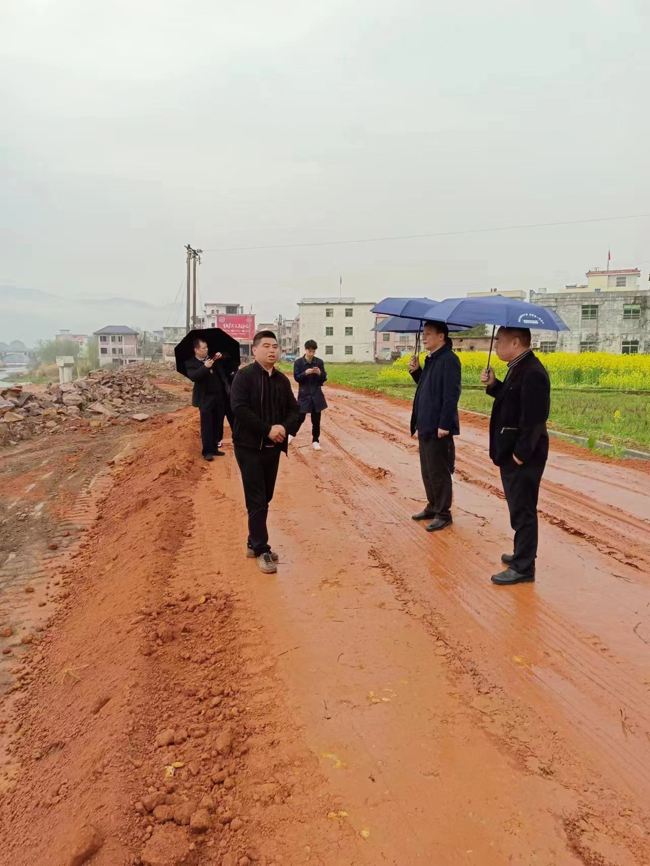 市防汛办领导在龙田防洪工程防汛检查